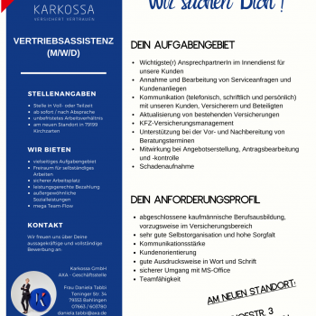 DT Stellenausschreibung Vertriebsassistenz KiZa